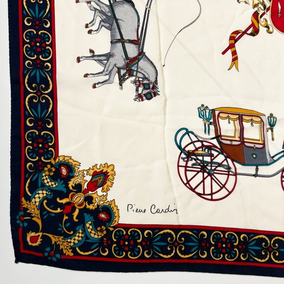 Pierre Cardin Scarf Shawl Silk APARIS AMUSEES EBLOUIES 34in Vintage Horse Buggy - Picture 9 of 15